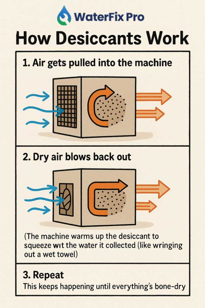 desiccant drying - how dessicants work illustration