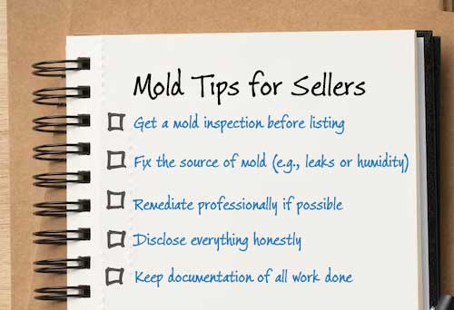 A notepad showing hand written mold tips for sellers on a notepad